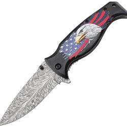 Couteau Pliant MTech Eagle A/O Lame Acier 3Cr13MoV Manche Bois Noir Linerlock MTA2045BK