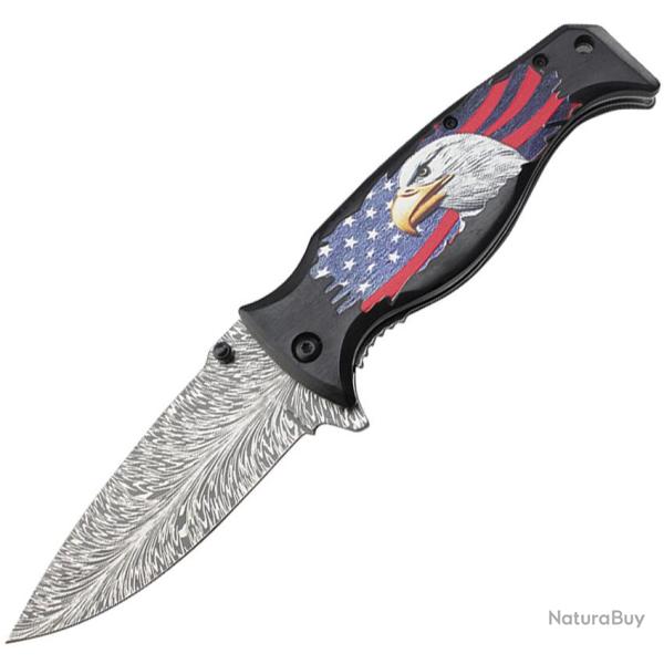 Couteau Pliant MTech Eagle A/O Lame Acier 3Cr13MoV Manche Bois Noir Linerlock MTA2045BK