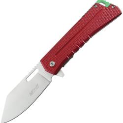 Couteau Pliant MTech A/O Lame Acier 3Cr13MoV Satin&eacute;e 8,89 cm Manche Aluminium Rouge MTA2046RD