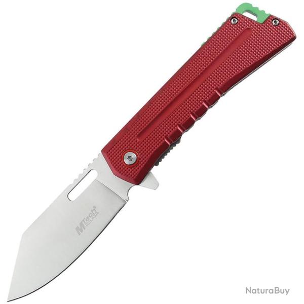 Couteau Pliant MTech A/O Lame Acier 3Cr13MoV Satin�e 8,89 cm Manche Aluminium Rouge MTA2046RD