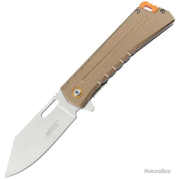 Couteau Pliant MTech A/O Lame Acier 3Cr13MoV Satin�e Manche Aluminium Tan Linerlock MTA2046TN