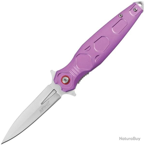 Couteau Pliant MTech A/O Lame Acier 3Cr13MoV Spear Point Manche Aluminium Violet Linerlock MTA2049PL