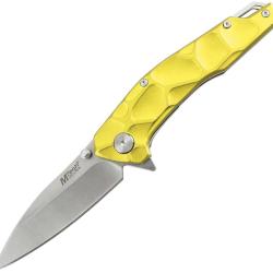 Couteau Pliant MTech A/O Lame Acier 3Cr13MoV Drop Point Manche Aluminium Jaune Linerlock MTA2050YL