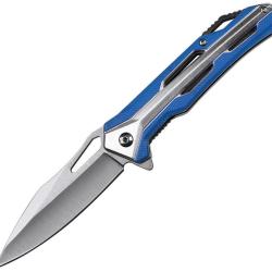 Couteau Pliant MTech A/O Lame Acier 3Cr13MoV Manche Aluminium et Nylon Argent et Bleu MTA2051BL