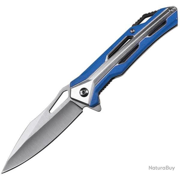 Couteau Pliant MTech A/O Lame Acier 3Cr13MoV Manche Aluminium et Nylon Argent et Bleu MTA2051BL