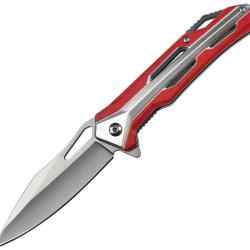 Couteau Pliant MTech A/O Lame Acier 3Cr13MoV Manche Aluminium et Nylon Argent et Rouge MTA2051RD