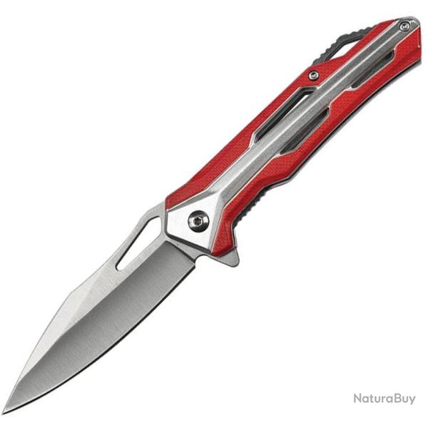 Couteau Pliant MTech A/O Lame Acier 3Cr13MoV Manche Aluminium et Nylon Argent et Rouge MTA2051RD