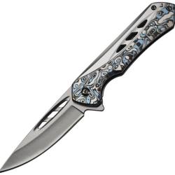 Couteau Pliant MTech A/O Lame Acier 3Cr13MoV Manche Aluminium Bleu et Argent Linerlock MTA2052BL