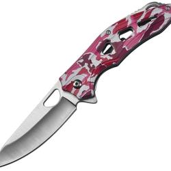 Couteau Pliant MTech A/O Lame Acier 3Cr13MoV Manche Aluminium Camo Rose Linerlock MTA2053PK