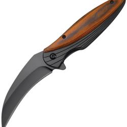 Couteau Pliant MTech A/O Lame Acier 3Cr13MoV Manche Aluminium et Bois Noir et Marron MTA2054DB