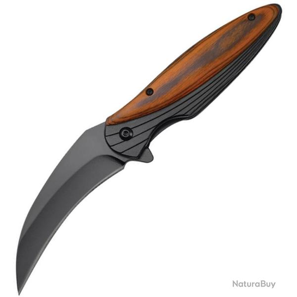 Couteau Pliant MTech A/O Lame Acier 3Cr13MoV Manche Aluminium et Bois Noir et Marron MTA2054DB