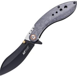Couteau Pliant MTech A/O Lame Inox Drop Point Manche Aluminium Gris Framelock MTA2056BK