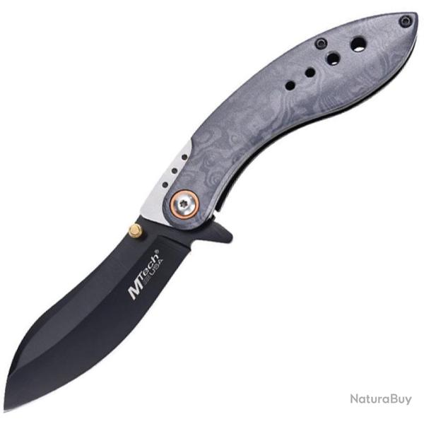 Couteau Pliant MTech A/O Lame Inox Drop Point Manche Aluminium Gris Framelock MTA2056BK