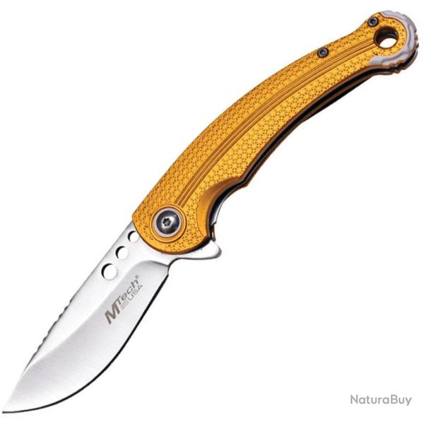 Couteau Pliant MTech A/O Lame Acier 3Cr13 Drop Point Manche Aluminium Orange Linerlock MTA2057TN