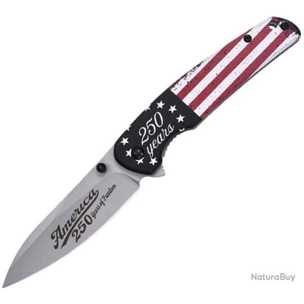 Couteau Pliant MTech 250th Anniversary A/O Lame Inox Manche Aluminium Drapeau US MTA2064F250