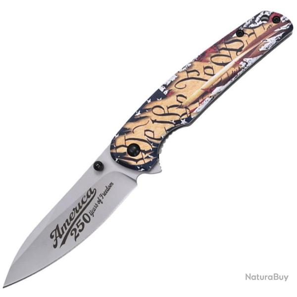 Couteau Pliant MTech We The People A/O Lame Inox Drop Point Manche Aluminium Linerlock MTA2064P250