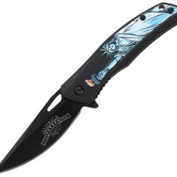 Couteau Pliant MTech Liberty A/O Lame Inox Drop Point Manche Aluminium Noir Linerlock MTA2069S250