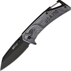 Couteau Pliant MTech 250th Anniversary A/O Lame Inox Manche Aluminium Noir et Gris MTA2073S250