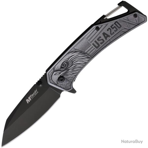 Couteau Pliant MTech 250th Anniversary A/O Lame Inox Manche Aluminium Noir et Gris MTA2073S250