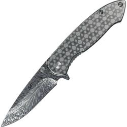 Couteau Pliant MTech A/O Lame Inox Drop Point Manche Inox Gris Linerlock MTA2076BK