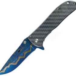 Couteau Pliant MTech A/O Lame Inox 6,99 cm Bleu Ferm&eacute; 9,53 cm Manche Inox Linerlock MTA2076BL
