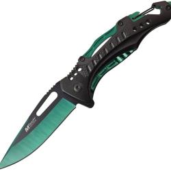 Couteau Pliant MTech A/O Lame Inox Manche Aluminium Noir et Vert Linerlock MTA705G2GN