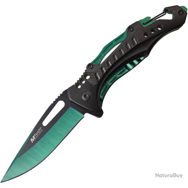 Couteau Pliant MTech A/O Lame Inox Manche Aluminium Noir et Vert Linerlock MTA705G2GN