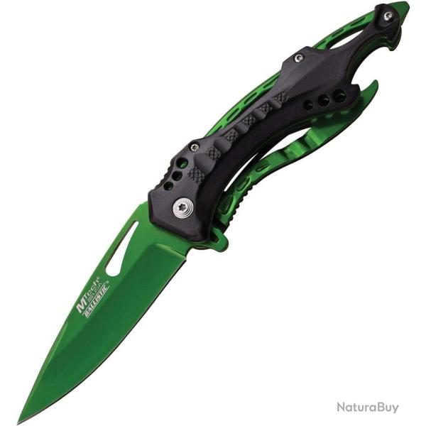 Couteau Pliant MTech A/O Lame Acier 3Cr13 Semi-Dentel�e Manche Aluminium Noir Linerlock MTA705GN