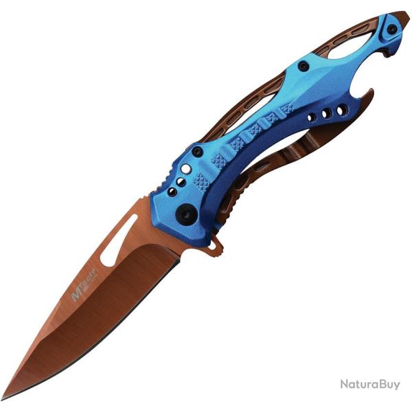 Couteau Pliant MTech A/O Lame Acier 3Cr13 TiNi 8,89 cm Manche Aluminium Bleu MTA705OBL