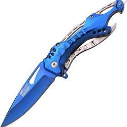 Couteau Pliant MTech A/O Lame Acier 3Cr13 Manche Aluminium Bleu Linerlock MTA705SBL