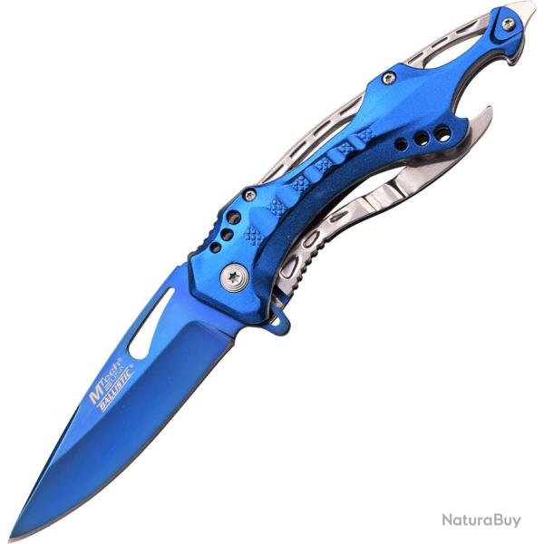Couteau Pliant MTech A/O Lame Acier 3Cr13 Manche Aluminium Bleu Linerlock MTA705SBL