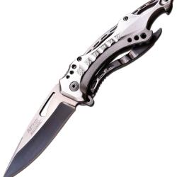 Couteau Pliant MTech A/O Lame Acier 3Cr13 Manche Aluminium Argent Linerlock MTA705SL