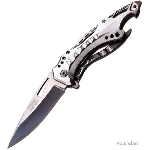 Couteau Pliant MTech A/O Lame Acier 3Cr13 Manche Aluminium Argent Linerlock MTA705SL