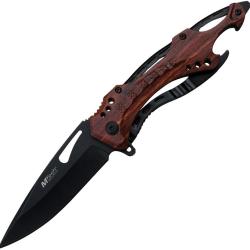 Couteau Pliant MTech A/O Lame Acier 3Cr13 Drop Point Manche Aluminium Marron Linerlock MTA705WD