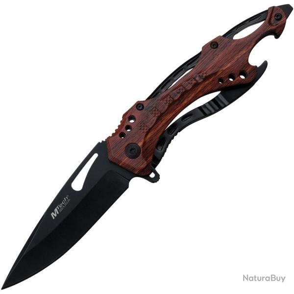 Couteau Pliant MTech A/O Lame Acier 3Cr13 Drop Point Manche Aluminium Marron Linerlock MTA705WD
