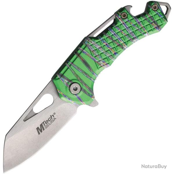 Couteau Pliant MTech Flame A/O Lame Acier 3Cr13 Manche Aluminium Vert Linerlock MTA822SGN