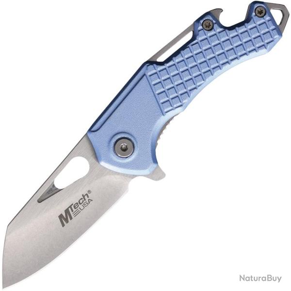 Couteau Pliant MTech A/O Lame Acier 3Cr13 Tanto Invers� Manche Aluminium Bleu Linerlock MTA822SPL