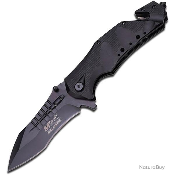 Couteau Pliant MTech Rescue A/O Lame Acier 3Cr13 Drop Point Manche Aluminium Noir Linerlock MTA845BK