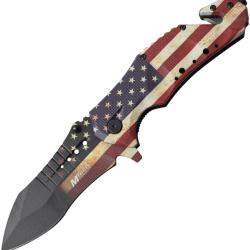 Couteau Pliant MTech Rescue A/O Lame Acier 3Cr13 Drop Point Manche Aluminium Linerlock MTA845F