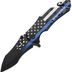 Couteau Pliant MTech Rescue A/O Lame Inox Manche Aluminium Noir Linerlock MTA845PD