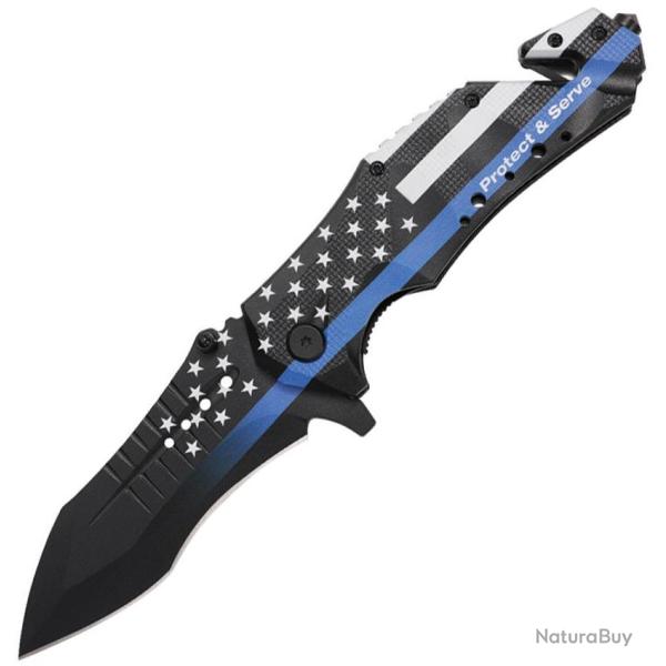 Couteau Pliant MTech Rescue A/O Lame Inox Manche Aluminium Noir Linerlock MTA845PD