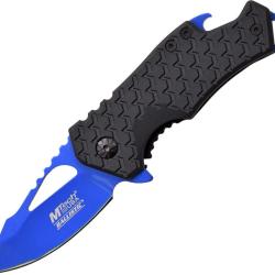 Couteau Pliant MTech A/O Lame Acier 440 5,7 cm Bleu Ferm&eacute; 7,6 cm Manche Nylon Noir MTA882BL