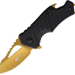 Couteau Pliant MTech A/O Lame Acier 440 5,7 cm Orange Ferm&eacute; 7,6 cm Manche Nylon Noir MTA882OR