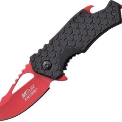 Couteau Pliant MTech A/O Lame Acier 440 5,7 cm Rouge Ferm&eacute; 7,6 cm Manche Nylon Noir MTA882RD
