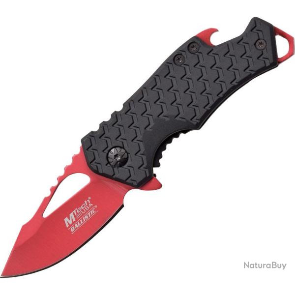 Couteau Pliant MTech A/O Lame Acier 440 5,7 cm Rouge Ferm� 7,6 cm Manche Nylon Noir MTA882RD
