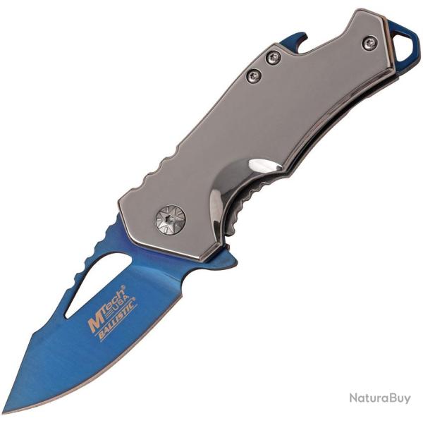 Couteau Pliant MTech A/O Lame Inox 7 cm Bleu Ferm� 9,5 cm Manche Inox Framelock MTA882SBL