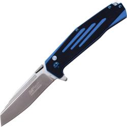 Couteau Pliant MTech Lame Inox Manche G10 Noir et Bleu Button Lock MTEFDR034BL