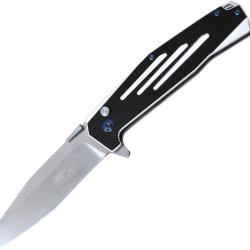 Couteau Pliant MTech Lame Inox Manche G10 Noir et Blanc Button Lock MTEFDR034WH
