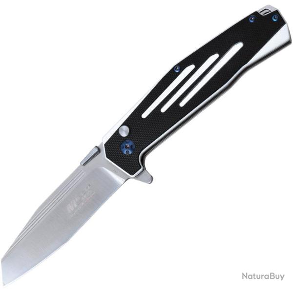 Couteau Pliant MTech Lame Inox Manche G10 Noir et Blanc Button Lock MTEFDR034WH