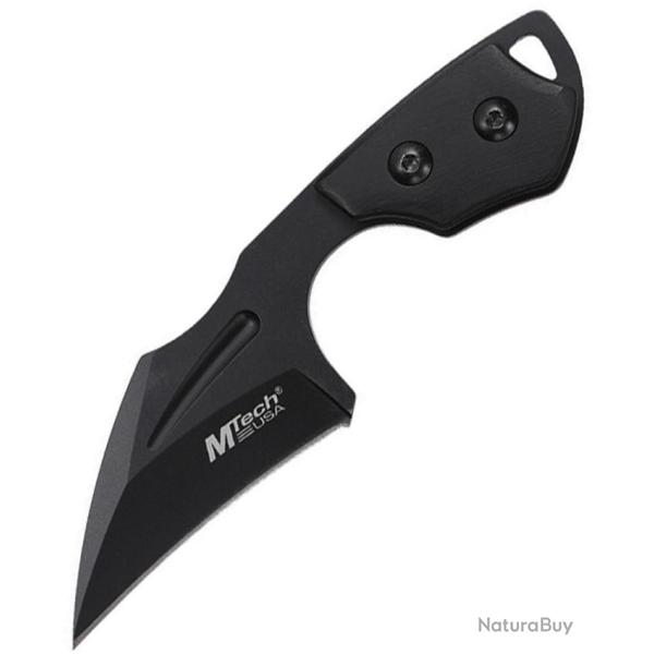 Couteau Fixe MTech Lame Acier 3Cr13 Hawkbill Manche Bois Noir �tui Kydex MTFIX001BK
